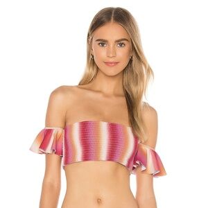 NWT Tularosa Emily Smocked Off Shoulder Ombre Bikini Top Sz. XL